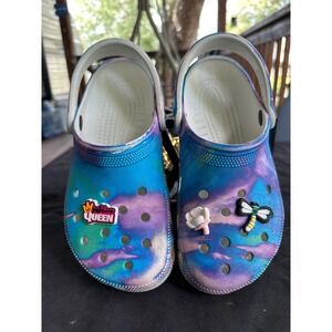 Crocs Classic Tie Dye Clog Women's Size 6 Or Mens 4 Queen Dragonfly‎ Jibbitz